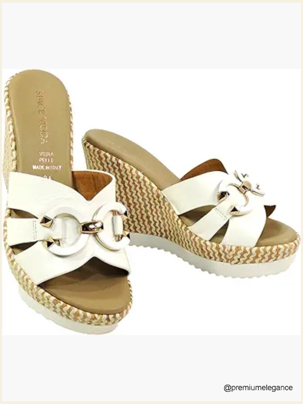 Italian Leather Wedge Mules Espadrille Summer Sandals